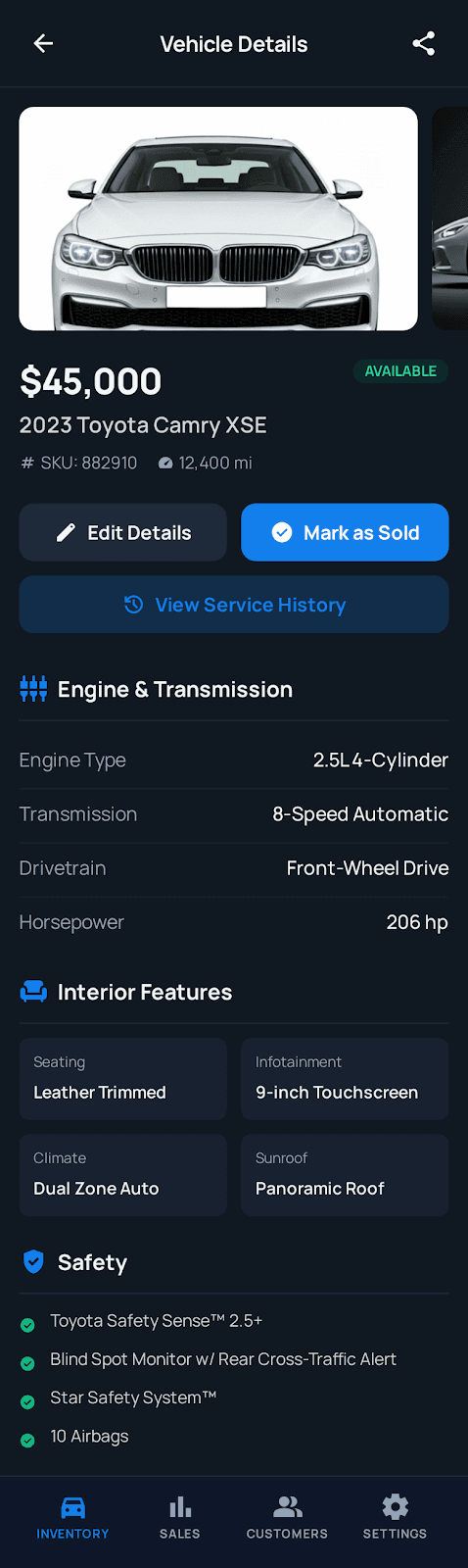Vehicle Details View